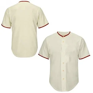 youth & adult cream button front baseball jersey