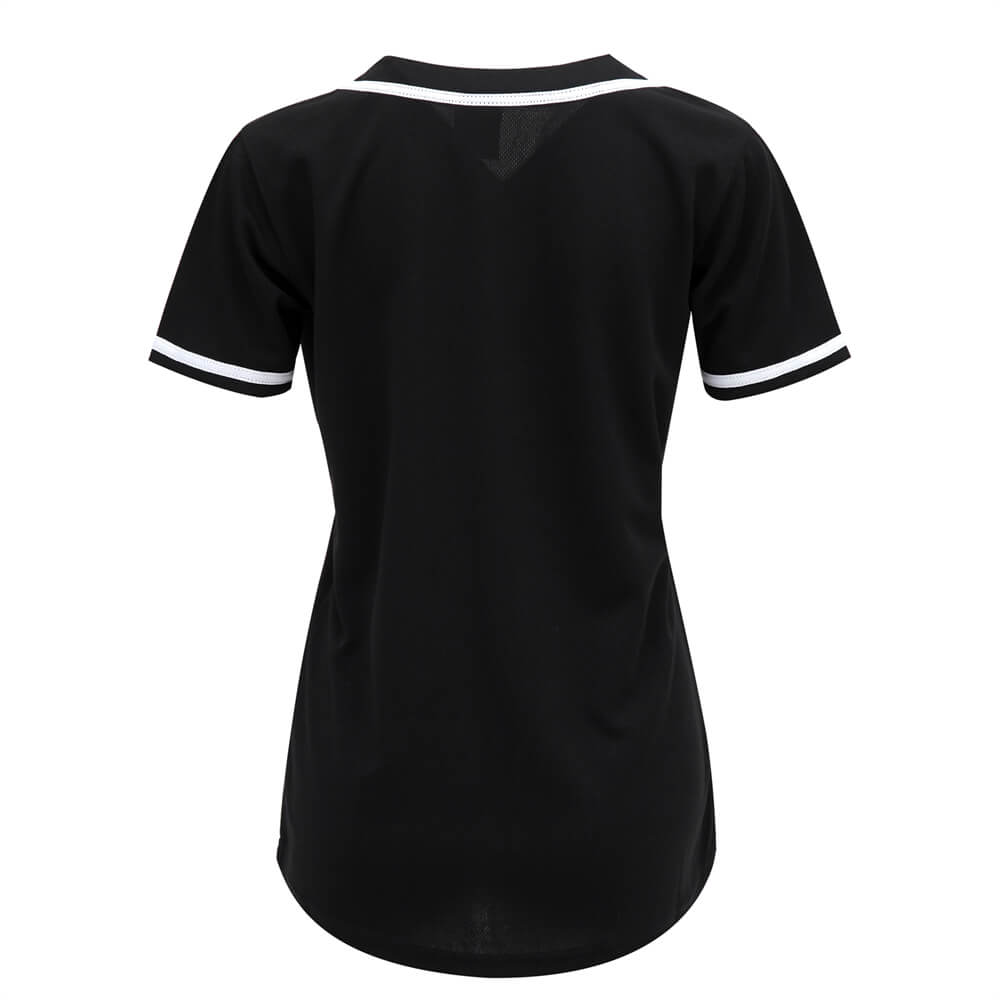 blank black & white full button baseball jersey for women blank black & white full button baseball jersey for women