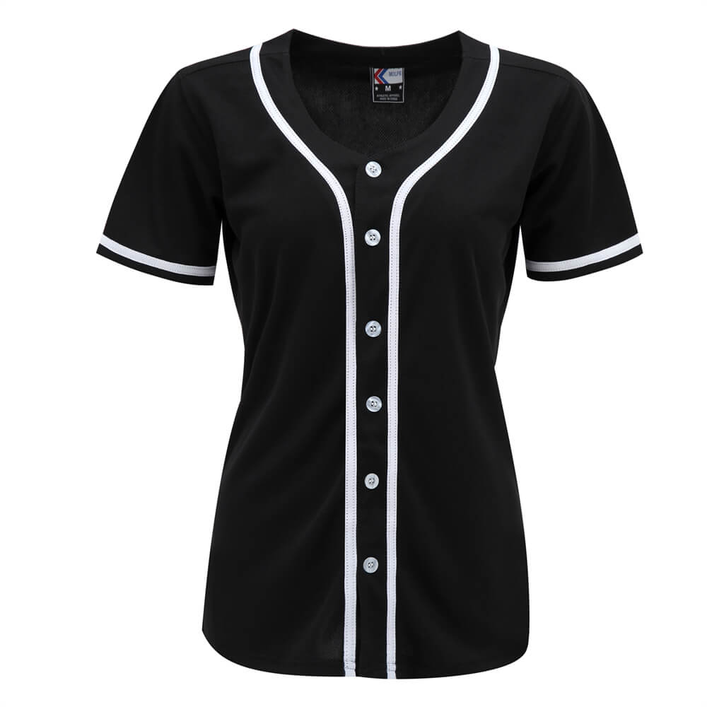 blank black & white full button baseball jersey for women blank black & white full button baseball jersey for women