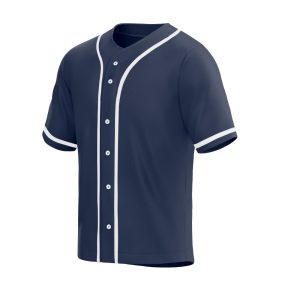 Home blank navy full button baseball jersey for men
