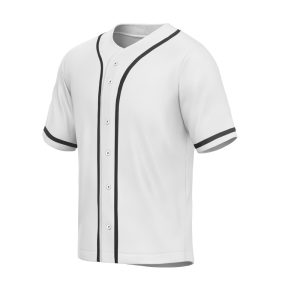 Home blank white & black full button baseball jersey for men
