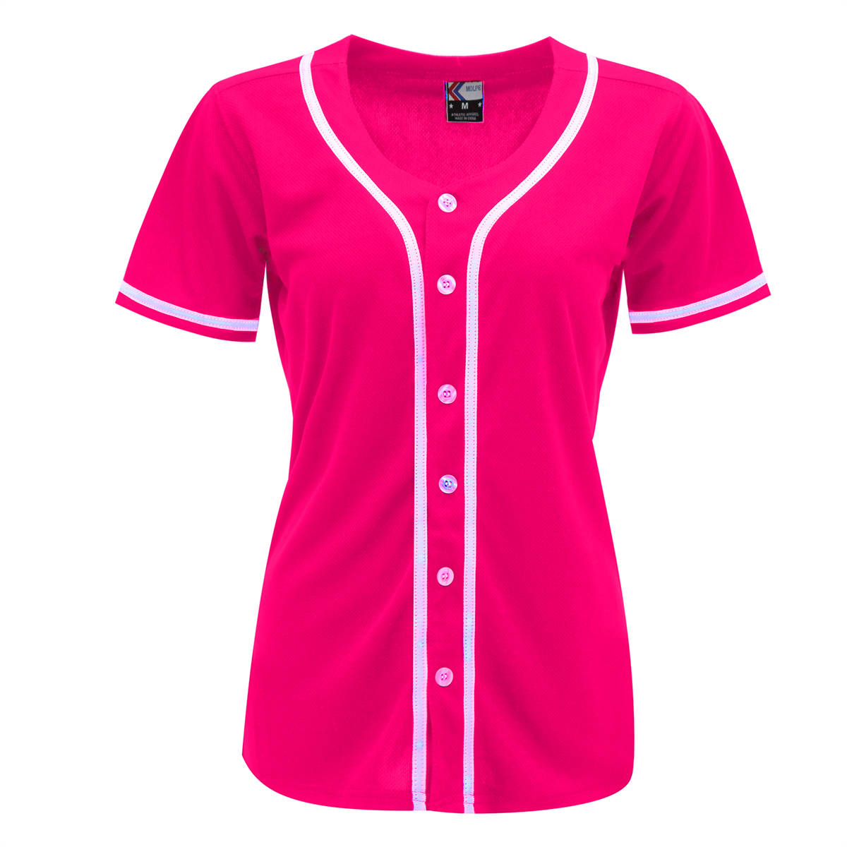 blank hot pink & white full button baseball jersey for women blank hot pink & white full button baseball jersey for women