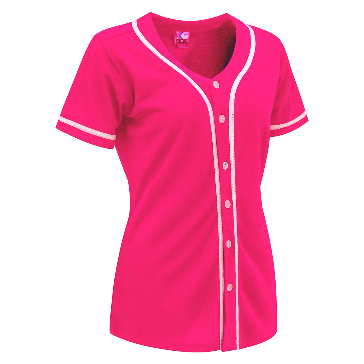 blank hot pink & white full button baseball jersey for women blank hot pink & white full button baseball jersey for women