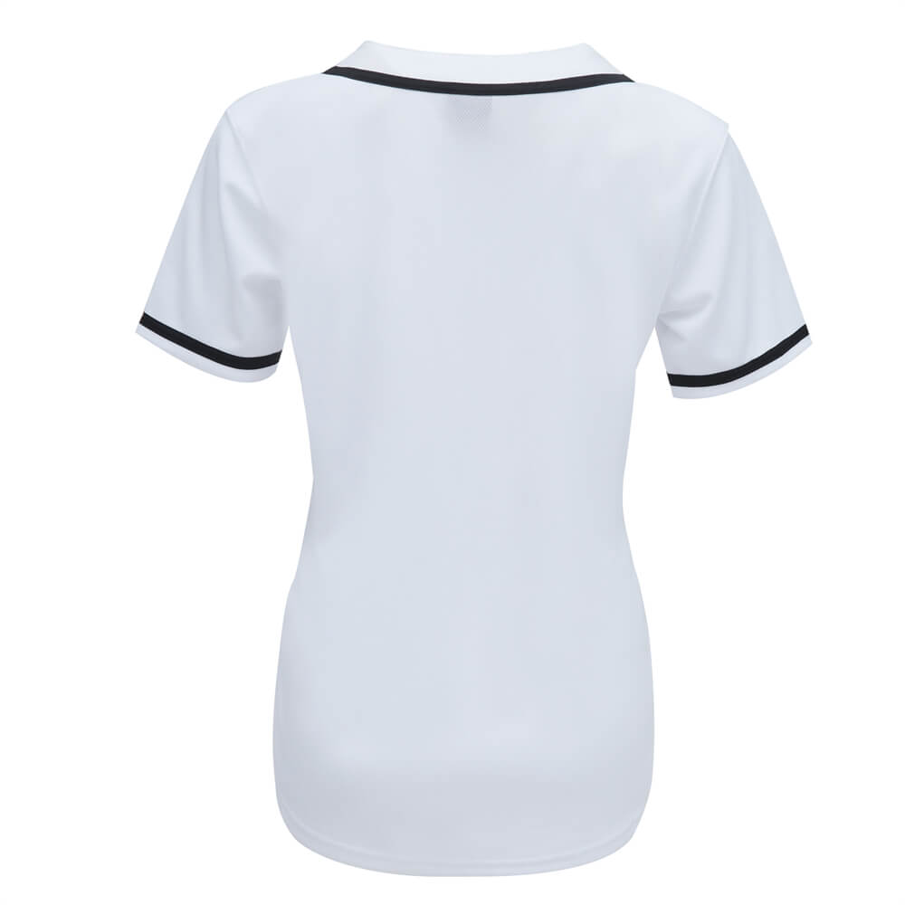 white & black full button baseball jersey for women white & black full button baseball jersey for women