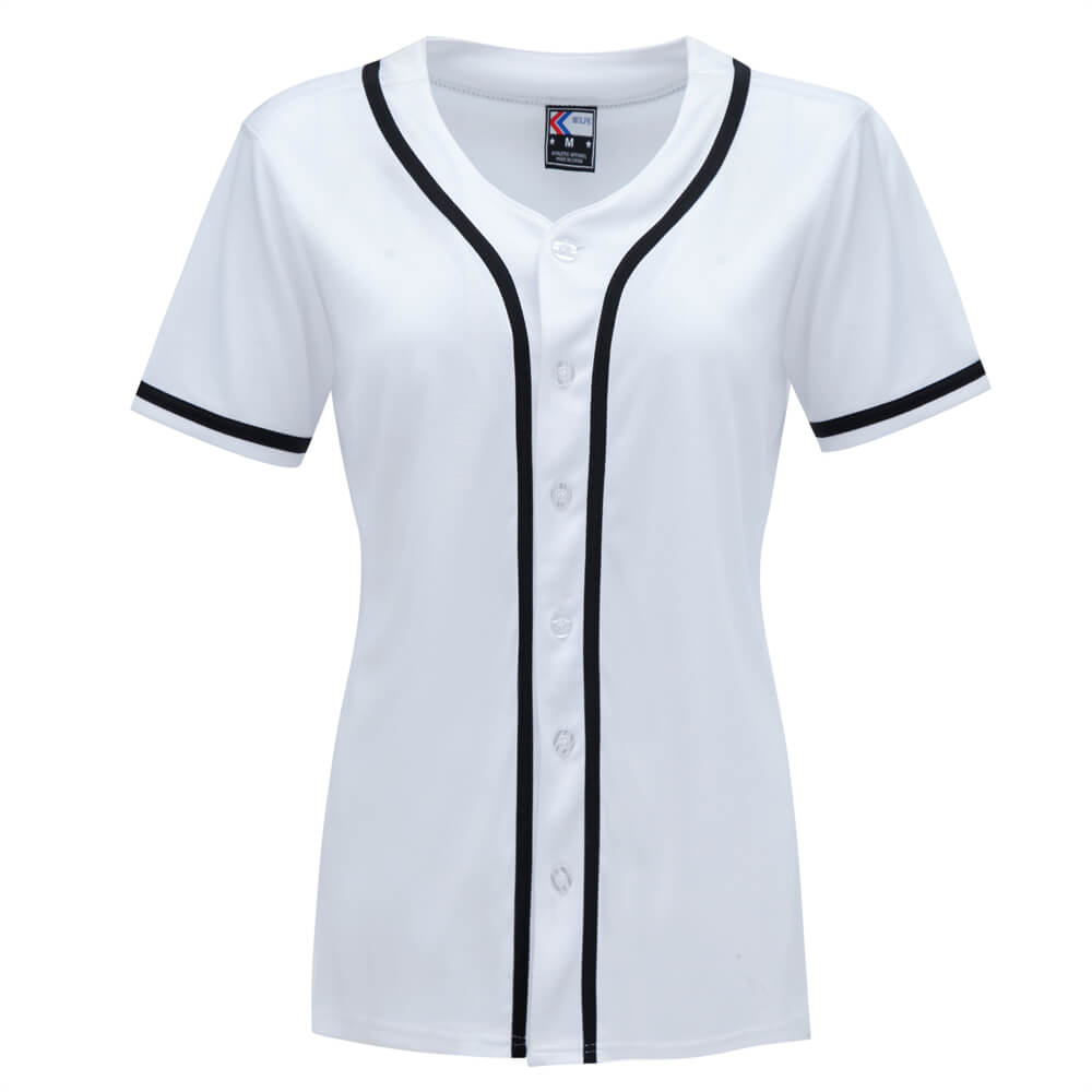 white & black full button baseball jersey for women white & black full button baseball jersey for women