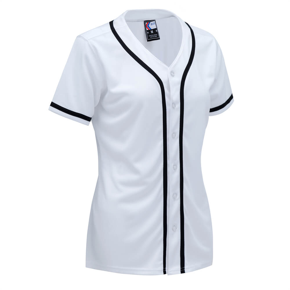 white & black full button baseball jersey for women white & black full button baseball jersey for women