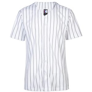 white pinstripe full button baseball jersey for women